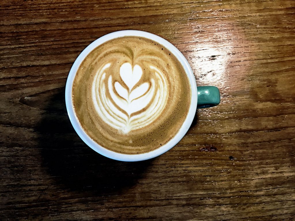 Hot Latte at Kaffe Man Coffee Brew Cafe