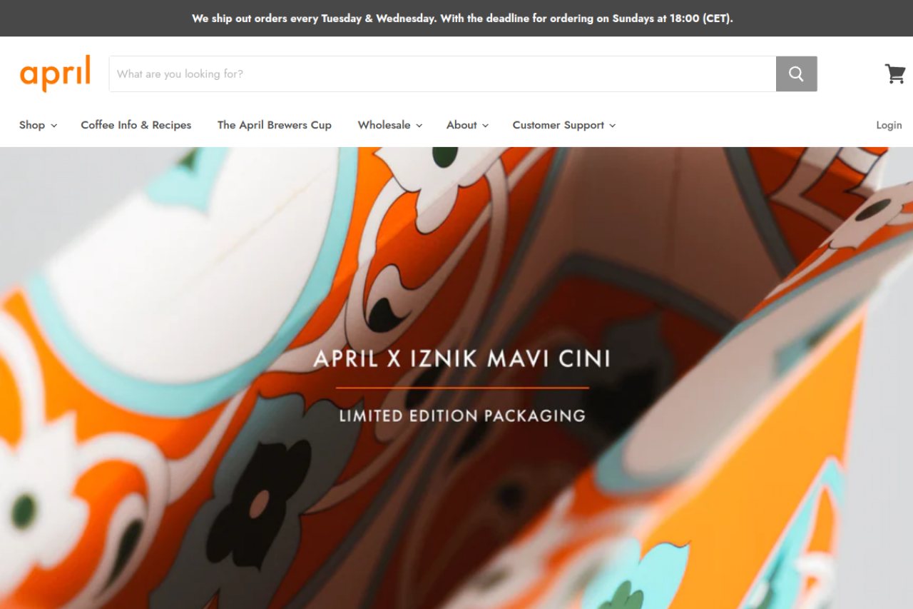 April Coffee Roasters website screenshot