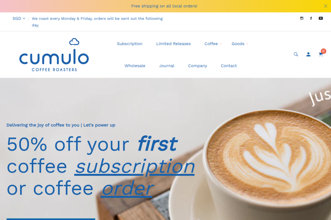 Cumulo Coffee website screenshot
