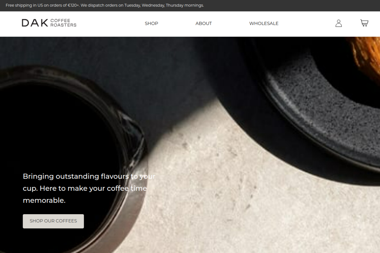 Dak Coffee Roasters website screenshot