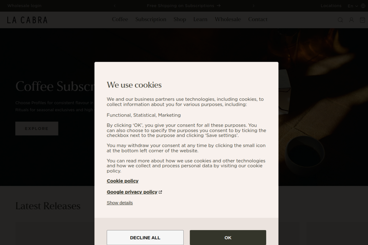 La Cabra website screenshot