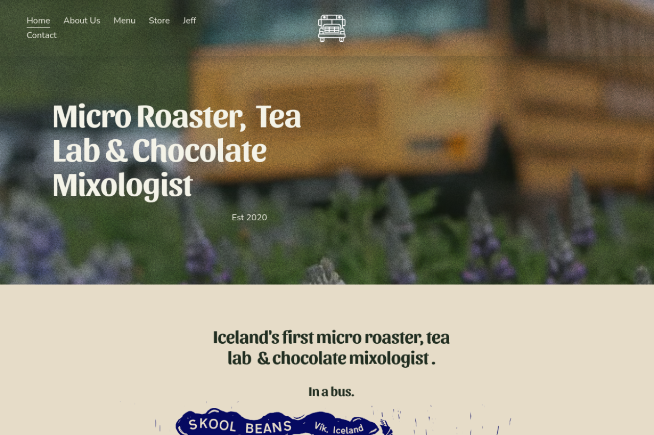 Skool Beans Cafe website screenshot