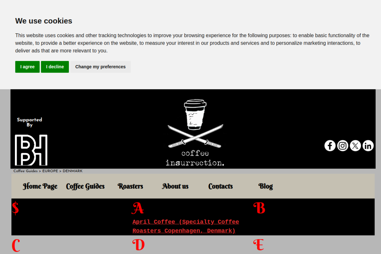 Coffee Insurrection website screenshot