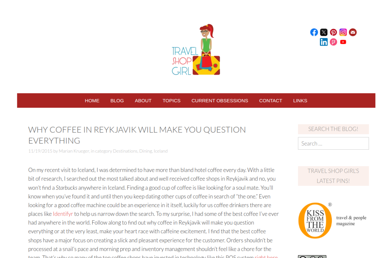 Café Valeria website screenshot